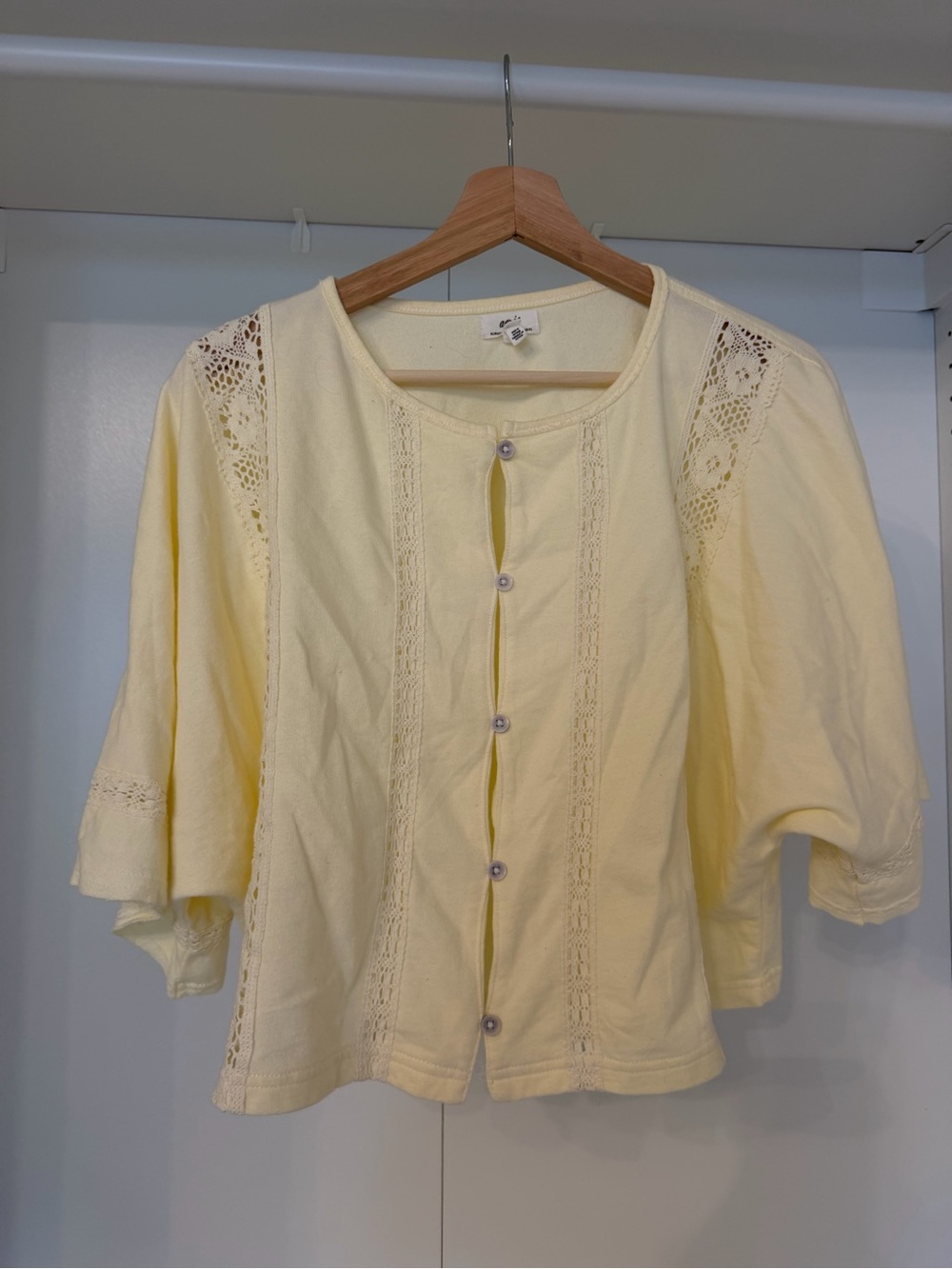 Aerie Short Sleeve Crochet Cardigan